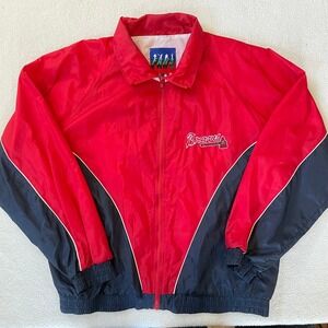 Fans Gear‎ Atlanta Braves Windbreaker Mens XL Red Navy Full Zip Vintage Jacket